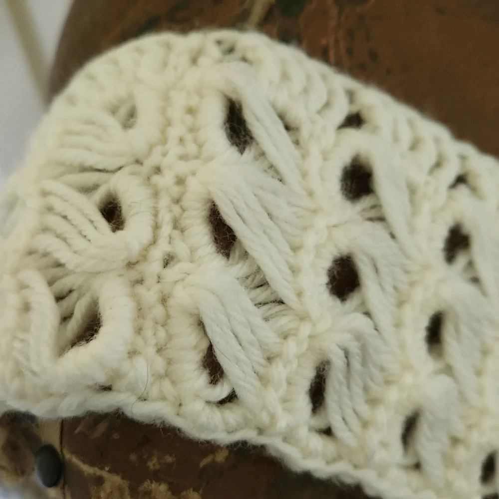 Handmade Crochet Knit Tank Cream Colored Yarn - Picture 5 of 7